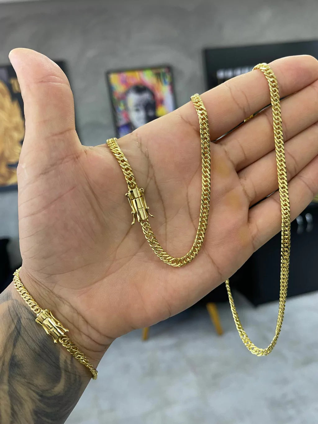 Kit Corrente + Pulseira Grumet Dupla 5mm Marcação 750