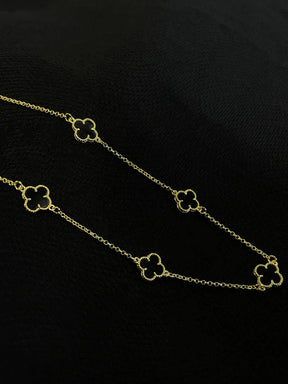 Kit Corrente + Pulseira Trevo Preto 2mm